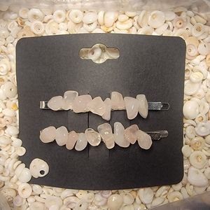 GENUINE Rose Quartz Gemstone Hair Pin Set